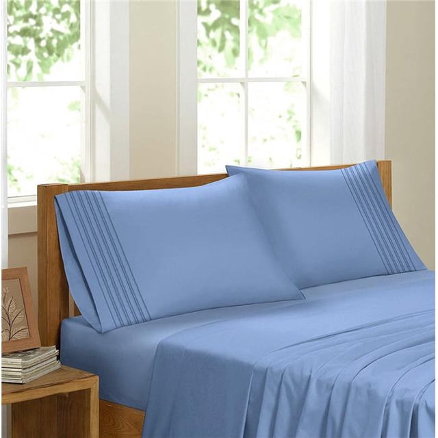 GDC-GameDevCo 37255 Ensemble de Draps Satinés Confort Égyptien, Bleu Ciel - Double