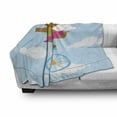 thumbnail image 3 of Circus Soft Flannel Fleece Throw Blanket, Happy Balerina Hippo Juggling on Tightrope with Wheel Stunt Performance Cartoon, Cozy Plush for Indoor and Outdoor Use, 60" x 80", Multicolor, by Ambesonne, 3 of 6