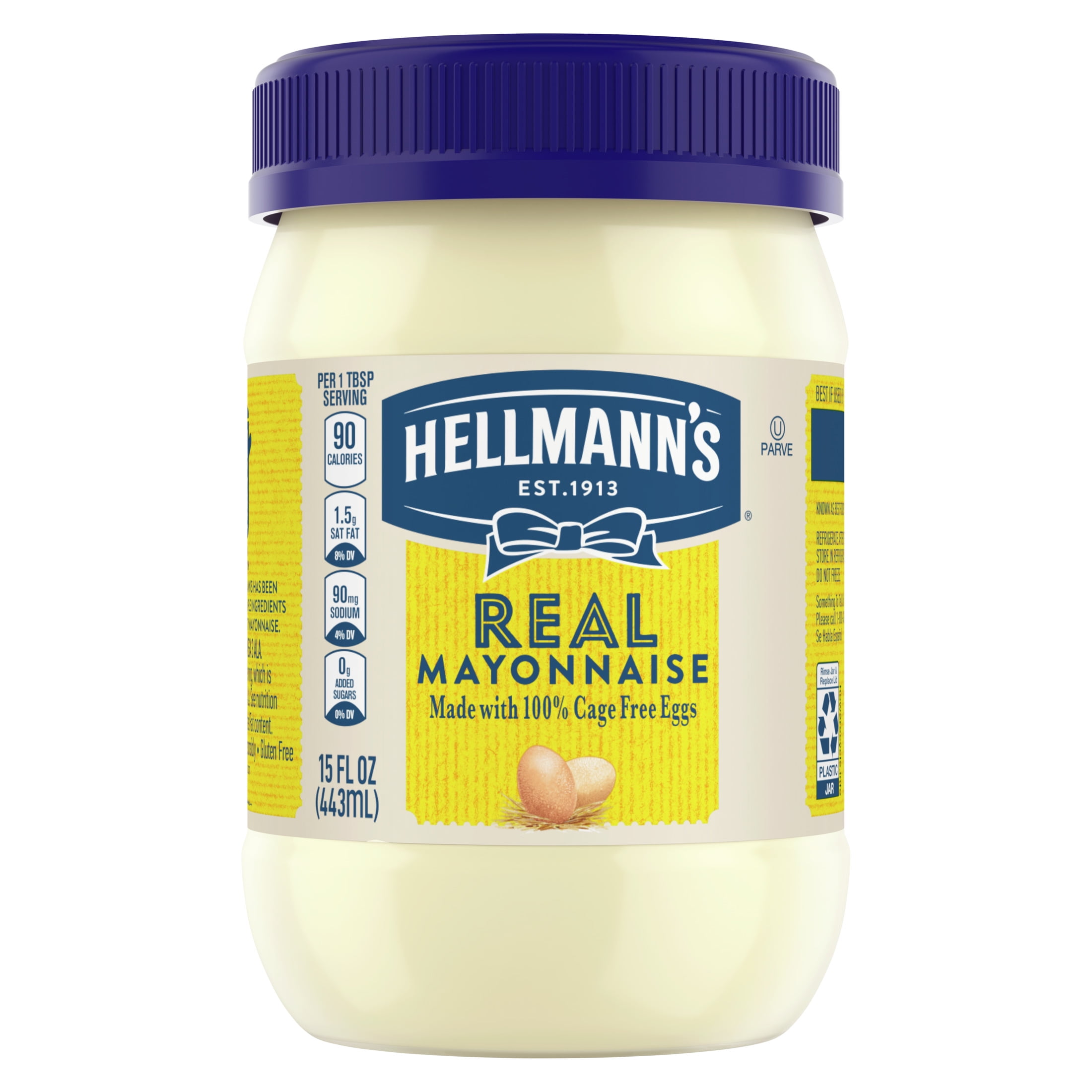 (12 pack) Hellmann's Real Mayonnaise Condiments, 15 fl oz Jar