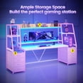 thumbnail image 6 of Gaming Desk with LED Lights, Large PC Gamer Desk Workstation with 8 Drawers and Storage Shelves, 6 of 7