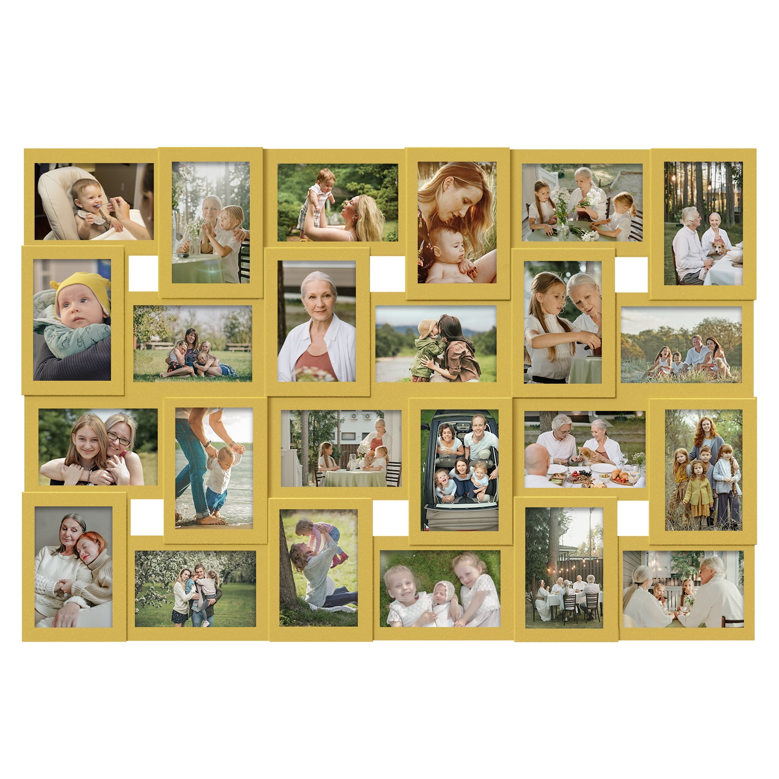 Hello Laura 24 Socket Gold Collage Photo Frame 4 x 6 Pictures for Large Family and Friend Decor