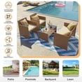 thumbnail image 6 of ELPOSUN Patio Furniture 4 Pieces Outdoor Wicker Rattan Chair Balcony Conversation Sets Porch Furniture Sectional Loveseat w Cushions and Table for Backyard Pool Garden (Beige), 6 of 8