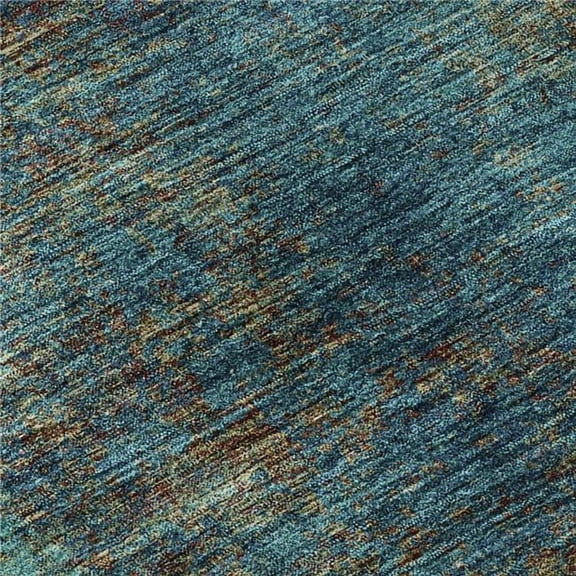 HomeRoots 674896 8 x 10 ft. Teal & Brown Abstract Transitional Washable Machine Made Rectangle Area Rug with UV Protection
