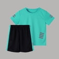 thumbnail image 2 of RTKFRFLM Boys Sports Shorts Set Summer Quick Dry Mesh Reflective Striped Short Sleeve Tee and Shorts 2-Piece 5-14Y, 2 of 4