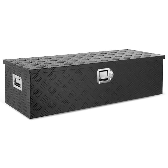DNA Motoring 39"x13.4"x10" Aluminum Tool Box Pickup Truck Bed RV Trailer Storage w/Lock & Key Black