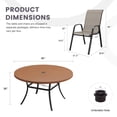 thumbnail image 5 of VOXBIN 7 Pieces Patio Dining Set – 50" Round Outdoor Table with Stackable Chairs, Walnut Table and Brown Chairs, for Garden, 5 of 9