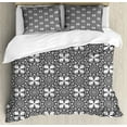 thumbnail image 1 of Antique Oriental Duvet Cover Set Queen Size, Cultural Monochrome Circle and Sharp Ornaments Combined Print, Decorative 3 Piece Bedding Set with 2 Pillow Shams, Charcoal Grey and White, by Ambesonne, 1 of 3