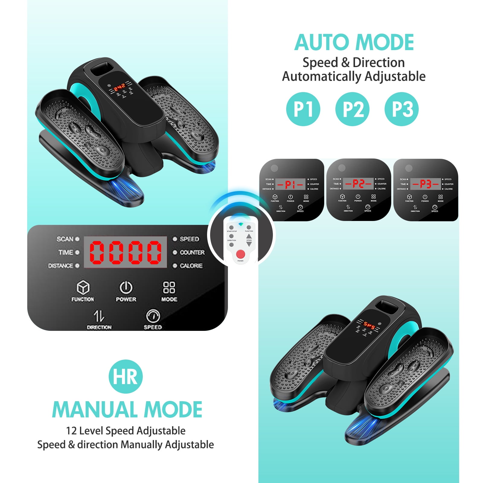 ALSO GO Under Desk Elliptical, Electric Leg Exerciser While Sitting for Seniors, Fully Assembled Motorized Ellipse Leg Exerciser, Seated Mini Elliptical with 12 Adjustable Speed Levels