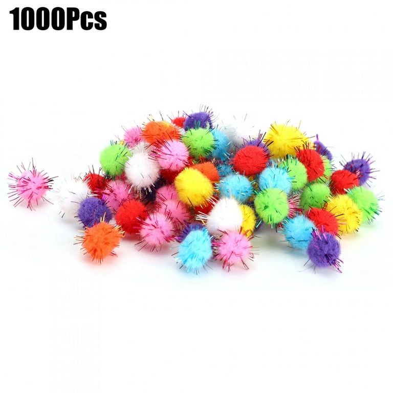 Cooraby 200 Pieces Glitter Christmas Pom Poms Assorted Colors Sparkle Pom Poms Balls for Arts Crafts Supplies (15 mm), Red