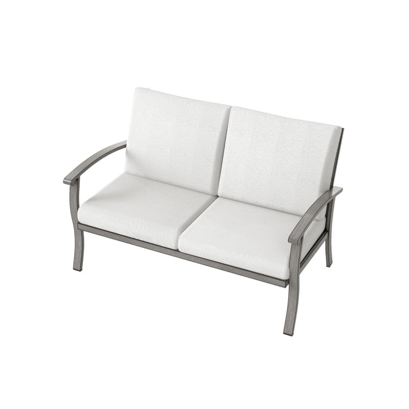 Howcool Outdoor All-Weather Loveseat with Cushion, Aluminum Frame Sofa Chair with Armrest