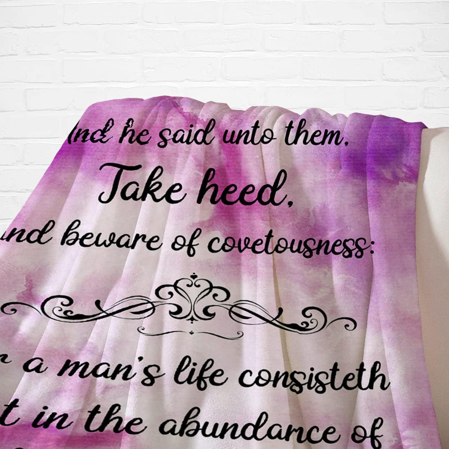 Bible Verse Healing Blanket Christian Blanket Religious Gifts Inspirational Quotes Blanket Gift Spiritual Gift for Women Men Friends Cozy Purple Flannel Blanket and Throws 60x80 Inch