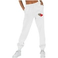 thumbnail image 4 of Baggy Sweatpants for Women Heart Print Tie Waist Loose Joggers Pants with Pocket Workout Running Fall Casual Trousers, White, S, 4 of 4