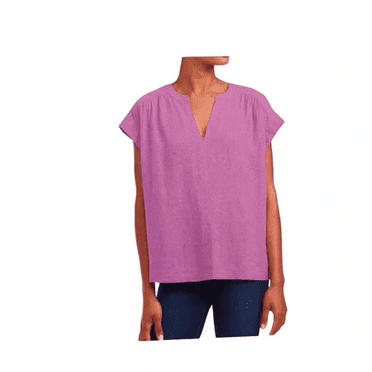 Splendid Ladies' Linen Blend Top, (Purple, Small)