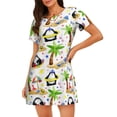 thumbnail image 1 of Fotbe Penguins On The Beach Bata de Dormir para Mujer con Estampado, Camisón de Algodón de Manga Corta, Ropa de Dormir Casual, 1 of 6