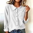thumbnail image 4 of Neewe Cotton Blend Button Down Shirt for Women Collared Blouse Casual Long Sleeve Tops Daily Outfits, 4 of 6