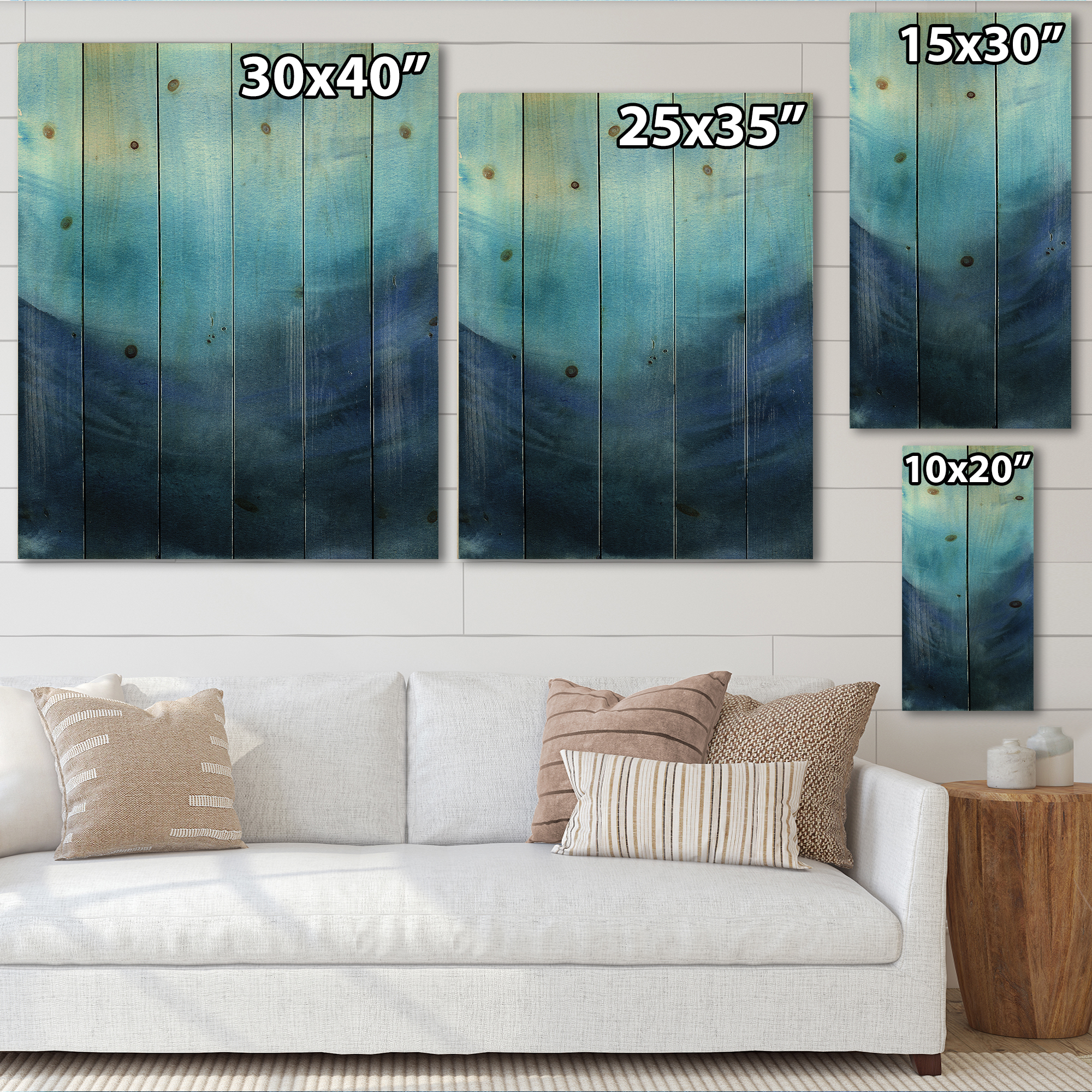 Designart 'Aquatic Underwater Compostion' Nautical & Coastal Print on Natural Pine Wood