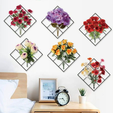 

Pgeraug Tape measure Warm Rose Flower Grid Dormitory Bedroom Porch Living Room Background Decorative Wall Sticker Stickers Multicolor