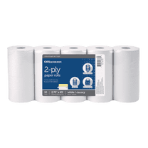 Office Depot 2-Ply Paper Rolls, 2 3/4in. x 85ft., Canary/White, Pack Of 10, 109093