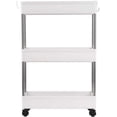 thumbnail image 4 of Mobile Utility Cart, Rolling Utility Cart,Mobile Multi-Functional Storage Rack Cart with Wheels for Kitchen, Bathroom, Plastic and Stainless Steel,White (3-Tier Slim), 4 of 8