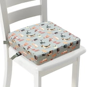 Dznils Toddler Booster Seat for Dining Table, with Safety Buckles, Non-Slip Bottom, Gray Dog