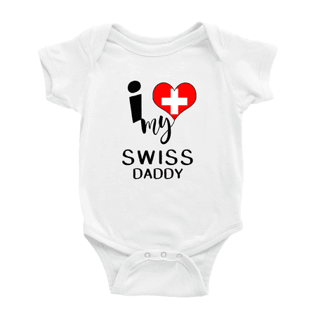 

I Heart My Swiss Daddy Love Switzerland Flag Infant Baby Bodysuit (White 3-6 Months)