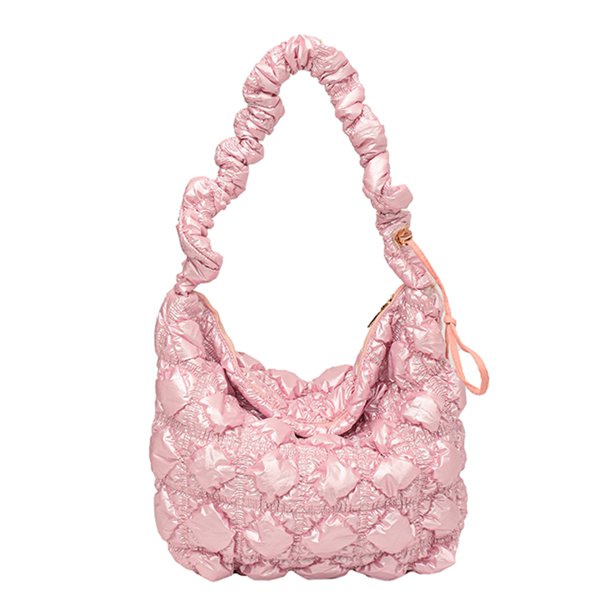 (Versión Ampliada) Bolso Mujer Bandolera Con Cordón Gran Capacidad Bordado Acolchado Plisado Nube Gran Capacidad 6922 (rosa) Rosa