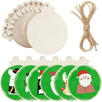 Max Fun 60PCS 3.5\" DIY Wooden Christmas Ornaments Unfinished Predrilled Wood Slices Circles For Crafts Round Centerpieces Discs Holiday Hanging Decorations