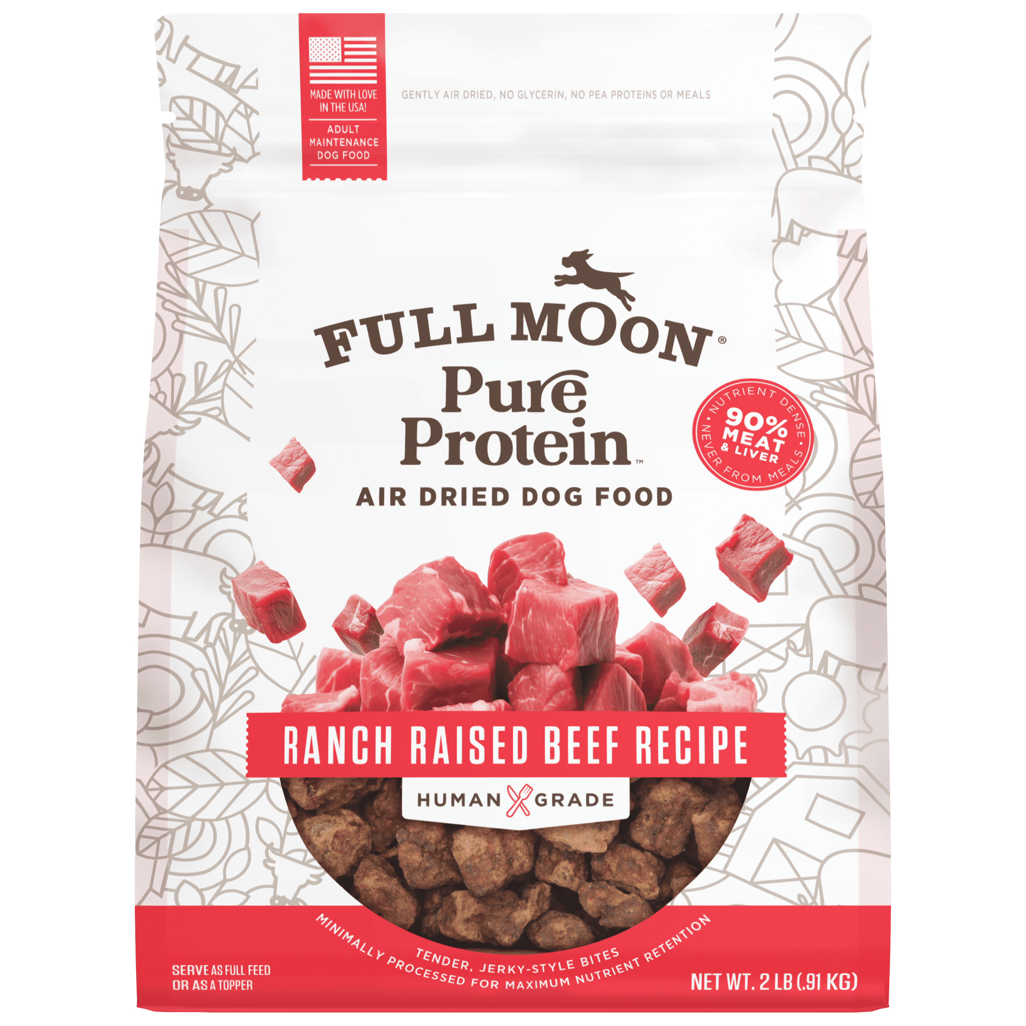 (3 pack) Full Moon Air Dried Beef Dog Food (Premium Feed, 32 Ounces)