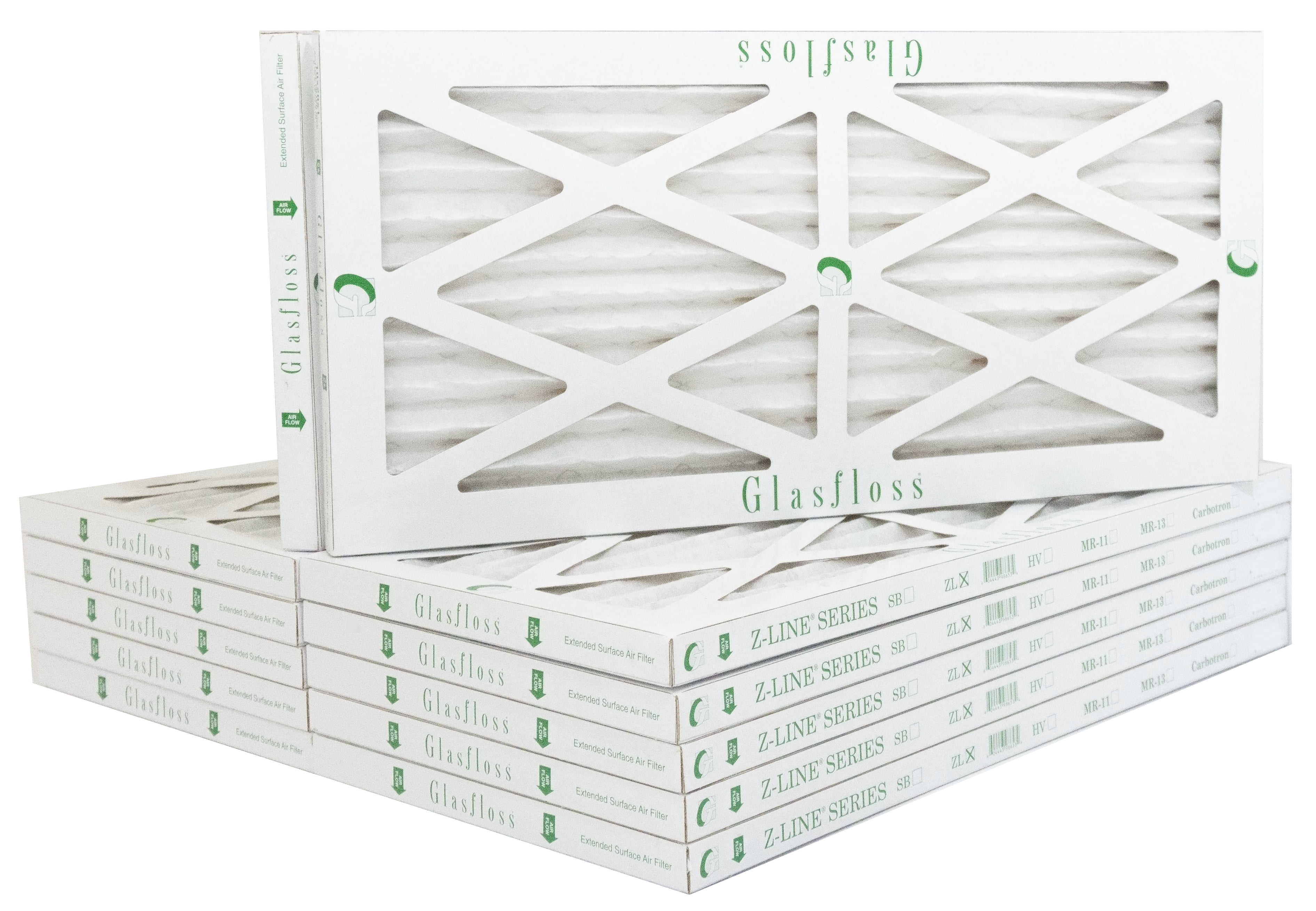 Glasfloss 12x20x1 MERV 10 Qty12 Furnace Air Filter Made in USA