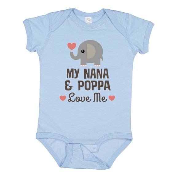 Inktastic Nana and Poppa Love Me Grandchild Elephant Boys or Girls Baby Bodysuit