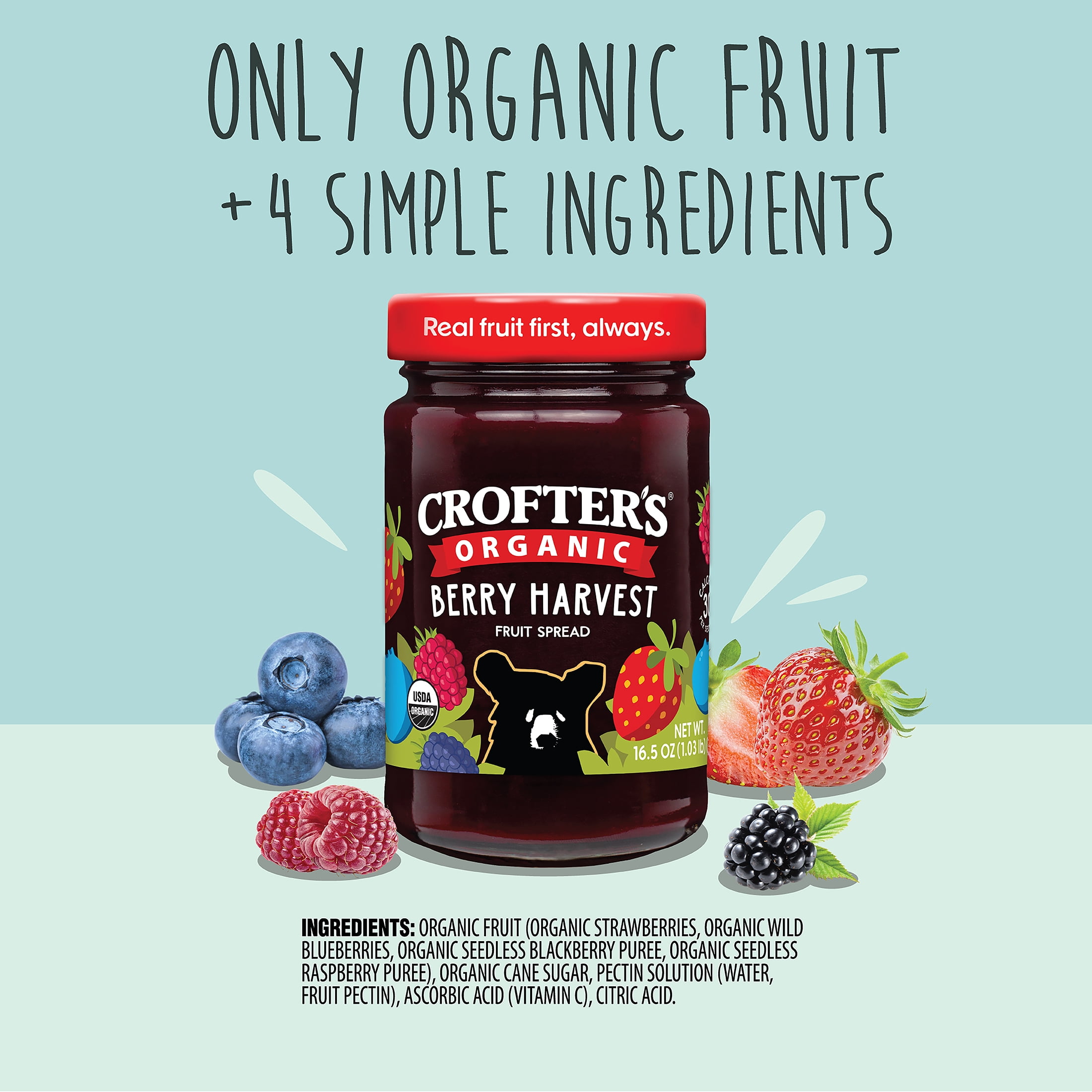 (2 pack) Crofter’s Organic Berry Harvest Premium Fruit Spread, 16.5 oz