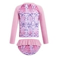 thumbnail image 2 of Linjinx Kids Girls Long Sleeves Rash Guard Shirt 2 Pieces Swimsuit Swimwear Bathing Suit Pink Serpentine 4, 2 of 7