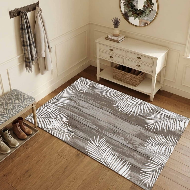 3x5 Area Rugs, Tropical Palm Leaves Non-Skid Rubber Backing Large ...