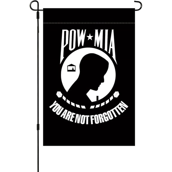 Patriotic POW MIA Recognition Garden Flag Double Sided 12 x 18 Inch Outdoor Decorative Yard Flag