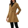 thumbnail image 1 of INSPIRE CHIC Abrigo Elegante para Mujer con Cuello Chal, Abrigo Largo con Cinturón de Invierno, M Marrón, 1 of 6