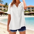 thumbnail image 4 of Miqool Women's Cotton Linen Blend Blouses Summer Short Sleeve V-Neck Shirts Casual Loose Fit Tunic Tops with Pocket, 4 of 9
