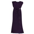 thumbnail image 1 of Ralph Lauren Womens Flutter-Sleeve Gown Maxi Ruffled Wrap Dress purple 2, 1 of 2