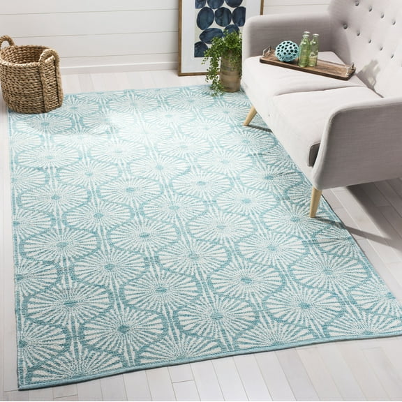 SAFAVIEH Montauk Garland Geometric Area Rug, Aqua/Ivory, 8' x 10'