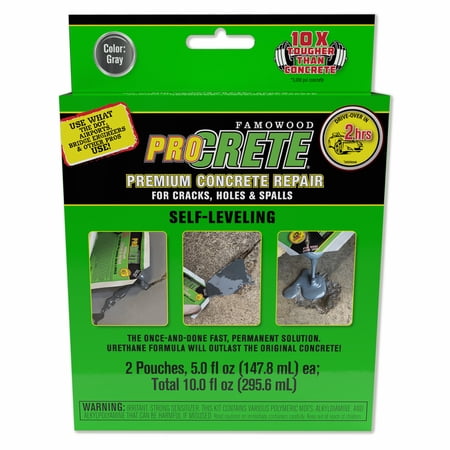 ProCRETE Premium Concrete Repair, Self Leveling, 5oz 2pack (10oz total), Gray