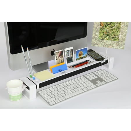 Item Holder - Cyanics iStick Desktop Organizer Computer Desk Accessories 3 Port USB Hub Cup Holder Card Reader Letter Opener Paper Holder Storage Space for Stationery Items (White)