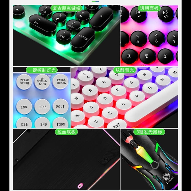 Wired Keyboard Set,Keyboard Mouse Combo Punk Keyboardand Mouse Keyboardand Mouse Combo Luxury Finish