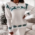 thumbnail image 3 of Femmes Laid Col Roulé Pulls à Manches Longues Wapiti Snowflake Impression Tricot en Vrac Tops, 3 of 7