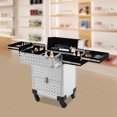 thumbnail image 5 of YIYIBYUS Rolling Makeup Train Case, Durable Large Capacity Makeup Trolley Organizer w/Wheels, Professional Manicure Storage Case Rolling Nail Case W/lock (Pink), 5 of 18