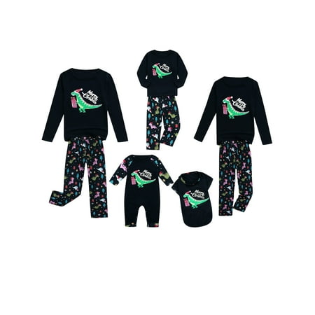 

Yinyinxull Family Matching Christmas Pajamas Sets Dad Mom Kids Baby Cartoon Dinosaur Sleepwear Homewear