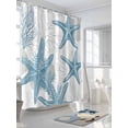 thumbnail image 3 of Ocean Beach Shower Curtain, Seashell Coral Starfish Waterproof Shower Curtain Set with 12 Hooks Lightweight Washable Fabric Shower Curtains for Bathroom 60x72 Inches, 3 of 6