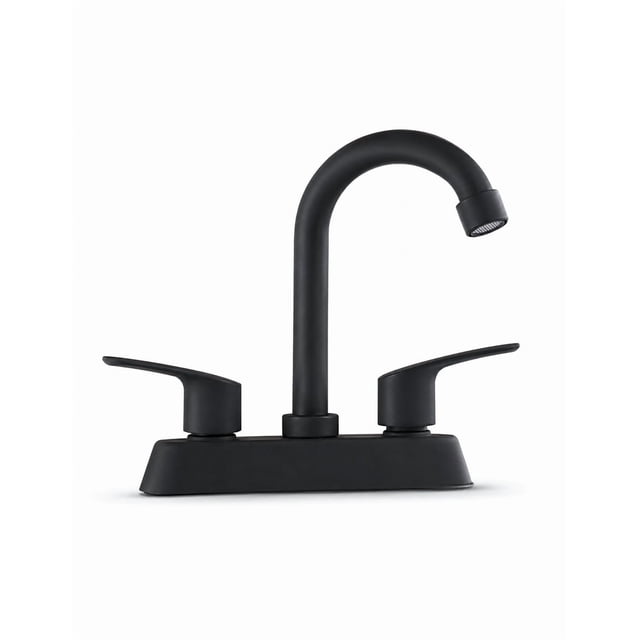 Mezcladora de Lavabo Metal Negro Mate Ultra Delgada 2cm 2 Manijas Plana Minimalista Cuello Ganso 4 Pulgadas Presión Baja Maxims