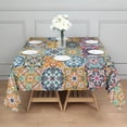 thumbnail image 3 of Multicolor Ethnic Floral Pattern Square Tablecloth,Waterproof Square Table Cover,Wipeable Spillproof Washable Table Cover for Home Kitchen Party Decor 42"X42"(107x107cm), 3 of 6