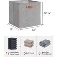 thumbnail image 2 of 13x13 Inches Storage Cube, Fabric Storage Bins with PU Handles, Collapsible Organizer Baskets for Closet, Gray, 4-Pack, 2 of 15