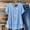 Blue, variant on Tops Tees Casual Linen Double Layer Short Sleeve Button Tunic Top Cotton Linen Short Sleeved Solid Color Breathable Lightweight Relaxed Fit Summer Everyday Blouse Casual Shirt