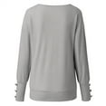 thumbnail image 4 of Lroplie Womens Shirt V-Neck Long Sleeve Workout Tops for Women Fashion Bow Collar Solid Buttons Sleeve Knitted Sweater Warm Top Blouse Gray 2023 M, 4 of 8